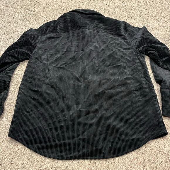Converse Corduroy Long Sleeve Button Down Shirt Black sz M Shacket - Picture 2 of 6